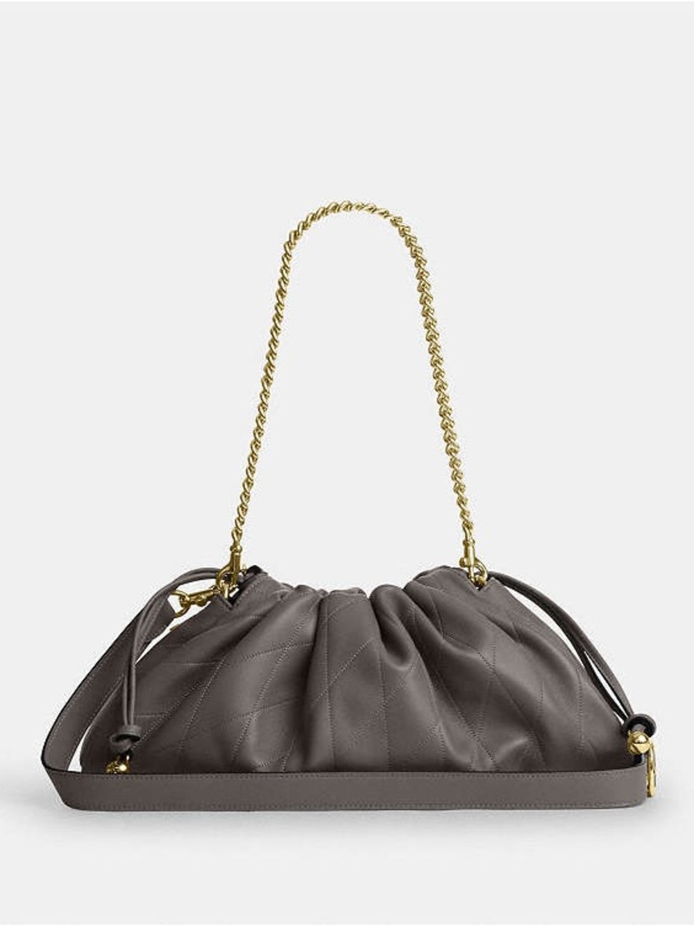 Coach Faye Large Shoulder Bag in Gray Quilting with Gold Chain - Picture 3 of 13